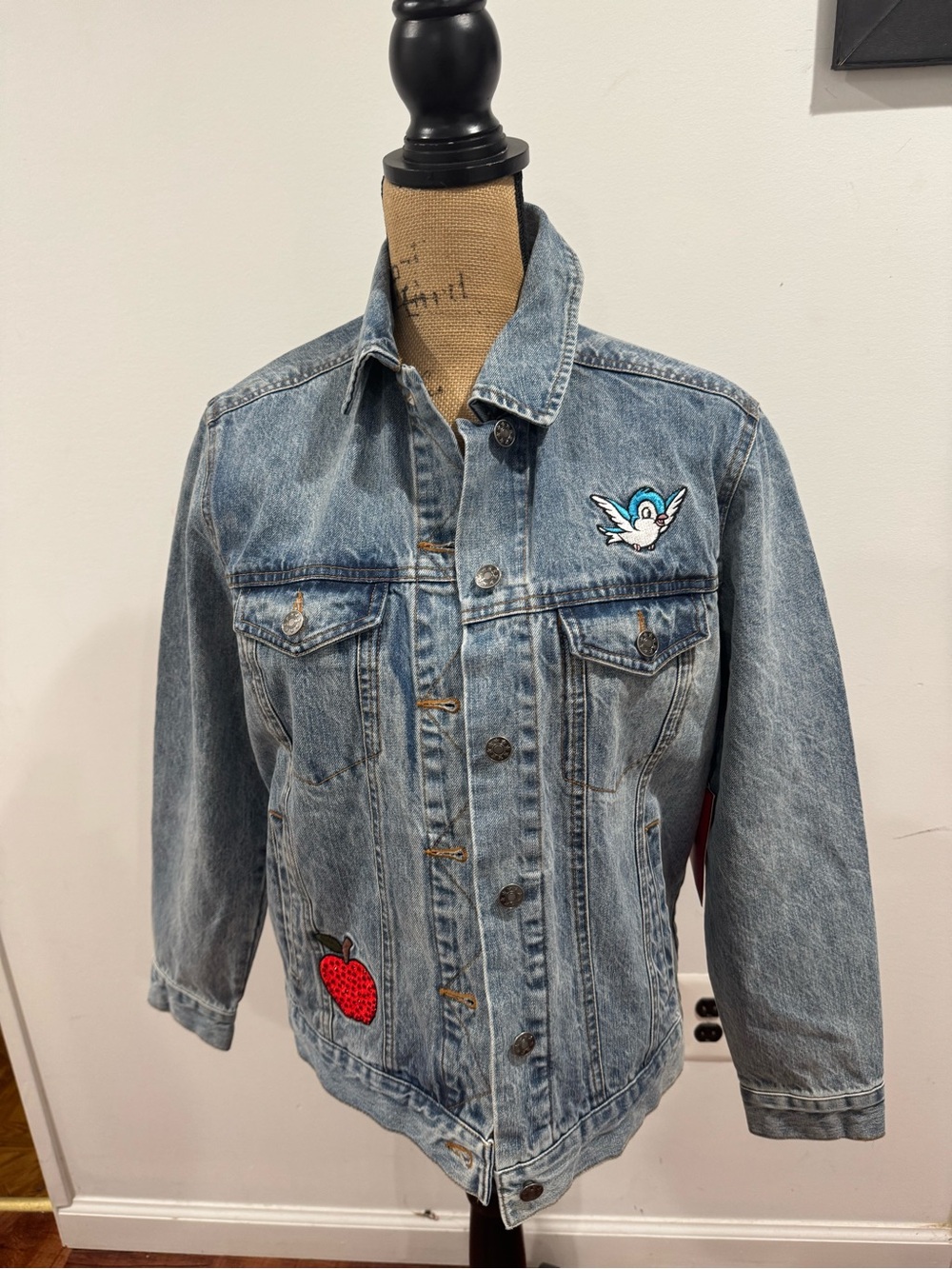 Disney Snow White Wash denim embellished Jacket with Bird & Apple Patches